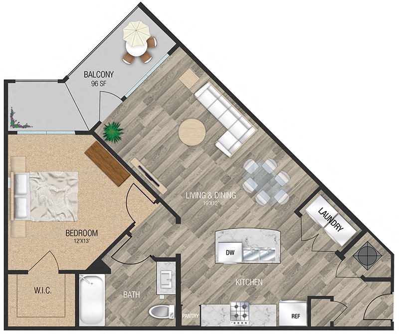One bedroom floor plan